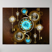Steampunk Rusty Background with Turquoise Lenses Poster (Vorne)