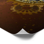 Steampunk Rusty Background with Turquoise Lenses Poster (Ecke)