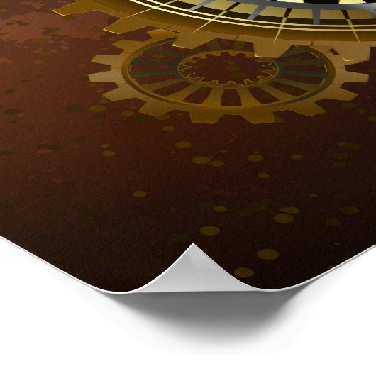 Steampunk Rusty Background with Turquoise Lenses Poster (Ecke)