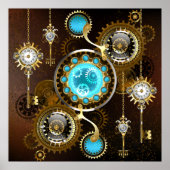 Steampunk Rusty Background with Turquoise Lenses Poster (Vorne)