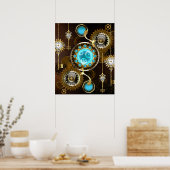 Steampunk Rusty Background with Turquoise Lenses Poster (Küche)