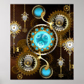 Steampunk Rusty Background with Turquoise Lenses Poster (Vorne)