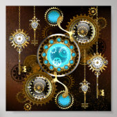Steampunk Rusty Background with Turquoise Lenses Poster (Vorne)