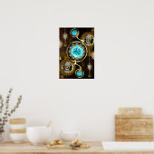 Steampunk Rusty Background with Turquoise Lenses Poster (Küche)