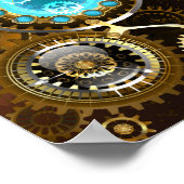 Steampunk Rusty Background with Turquoise Lenses Poster (Ecke)