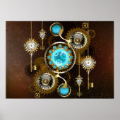 Steampunk Rusty Background with Turquoise Lenses Poster (Vorne)