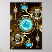 Steampunk Rusty Background with Turquoise Lenses Poster (Vorne)