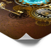 Steampunk Rusty Background with Turquoise Lenses Poster (Ecke)
