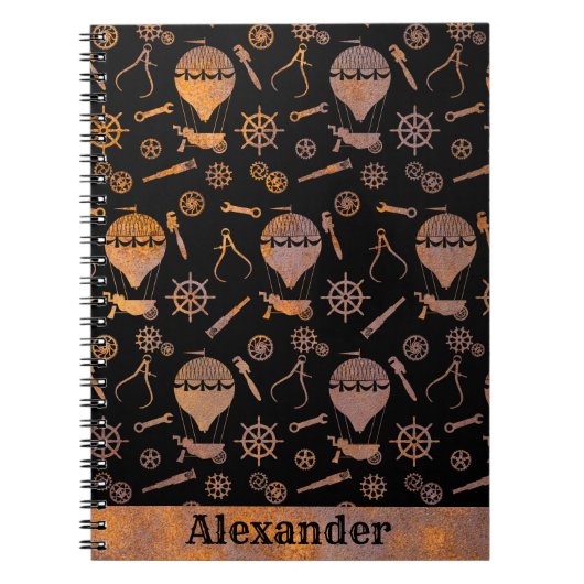 Steampunk Rusty Ballooning Theme Individuelle Name Notizblock (Vorderseite)