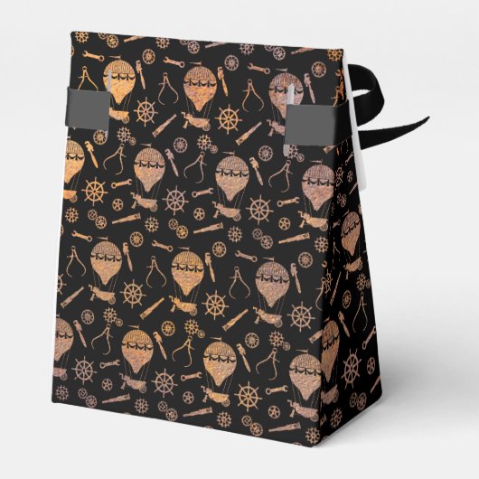 Steampunk Rusty Balloons Custom Monogram Geschenkschachtel (Rückseite)