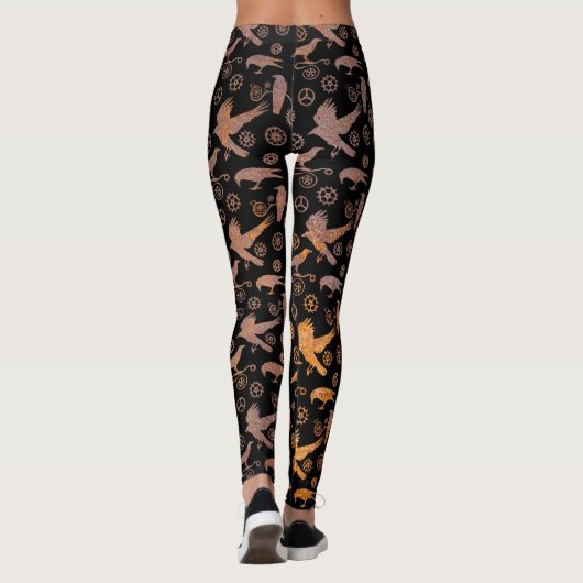 Steampunk-Rusty Crows and Gears Leggings (Rückseite)