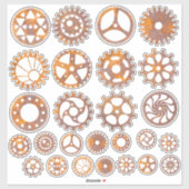 Steampunk Rusty Gear Assortiment Aufkleber (Blatt)