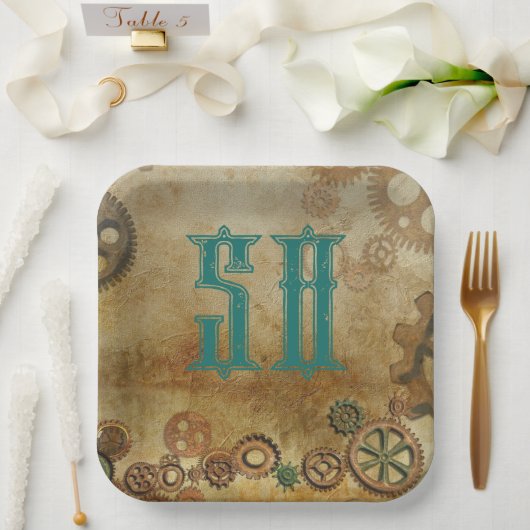 Steampunk Rusty Gears Birthday Age Paper Teller (Hochzeit)