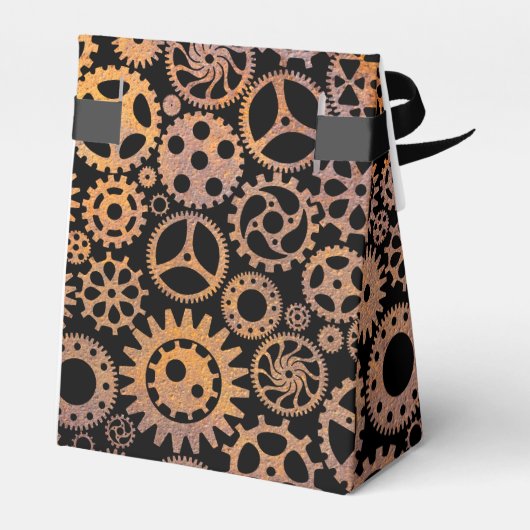 Steampunk Rusty Gears Custom Monogram Geschenkschachtel (Rückseite)