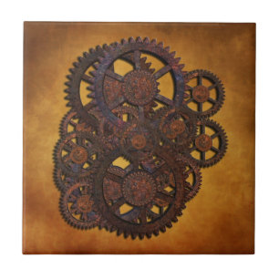 Steampunk Rusty Gears Fliese