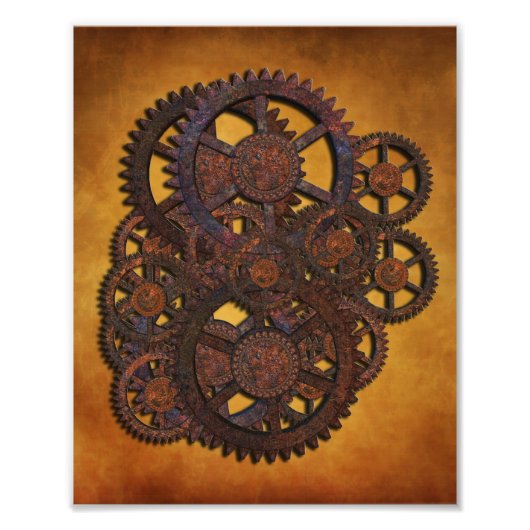 Steampunk Rusty Gears Fotodruck (Vorne)