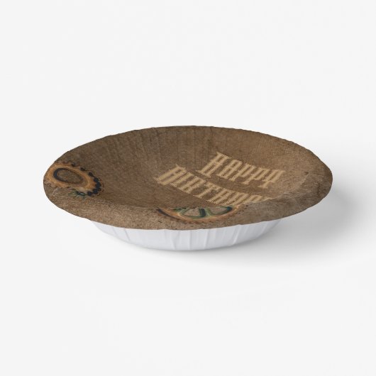 Steampunk Rusty Gears Happy Birthday Paper Tellers Pappteller (Gewinkelt)