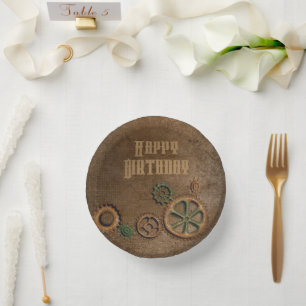 Steampunk Rusty Gears Happy Birthday Paper Tellers Pappteller