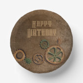 Steampunk Rusty Gears Happy Birthday Paper Tellers Pappteller (Vorderseite)