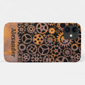 Steampunk Rusty Gears Individuelle Name Case-Mate iPhone Hülle (Rückseite (Horizontal))