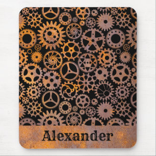 Steampunk Rusty Gears Individuelle Name Mousepad