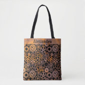 Steampunk Rusty Gears Individuelle Name Tasche (Vorderseite)