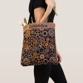Steampunk Rusty Gears Individuelle Name Tasche