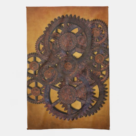 Steampunk Rusty Gears Küchentuch (Vertikal)
