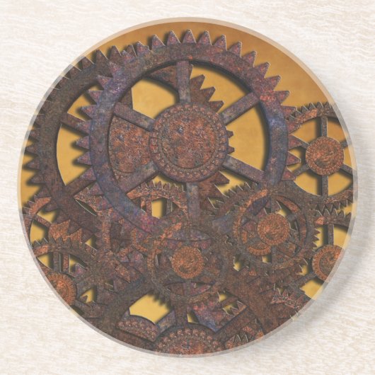 Steampunk Rusty Gears Sandstein Untersetzer (Vorne)