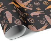 Steampunk-Rusty Gears und Crows Geschenkpapier (Rolleneckpunkt)