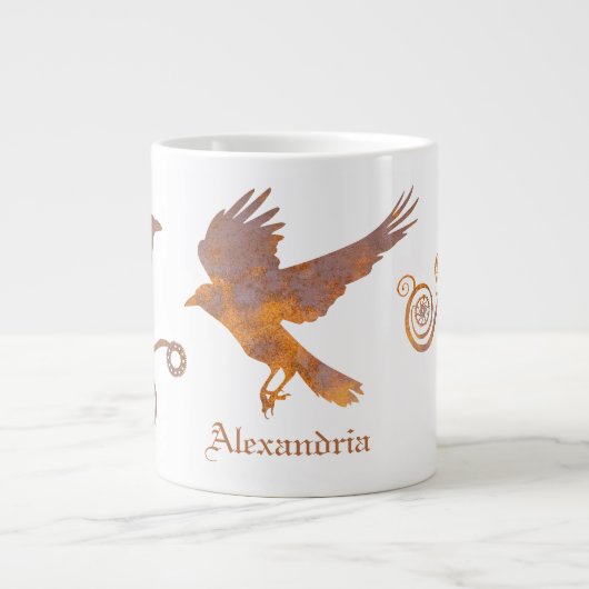 Steampunk-Rusty Gears und Crows-Individuelle Name Jumbo-Tasse (Vorderseite)