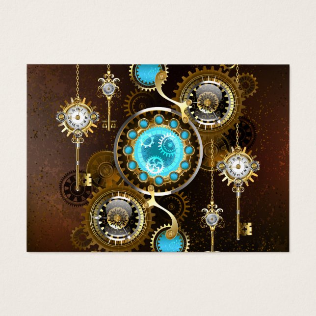 Steampunk Rusty Hintergrund mit türkisfarbenen Lin (Vorderseite)