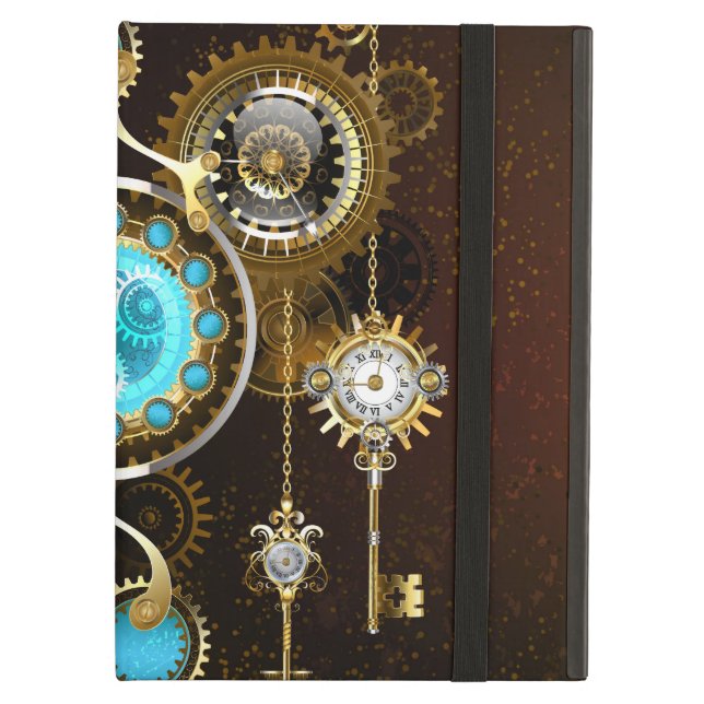 Steampunk Rusty Hintergrund mit türkisfarbenen Lin (Vorderseite Geschlossen)
