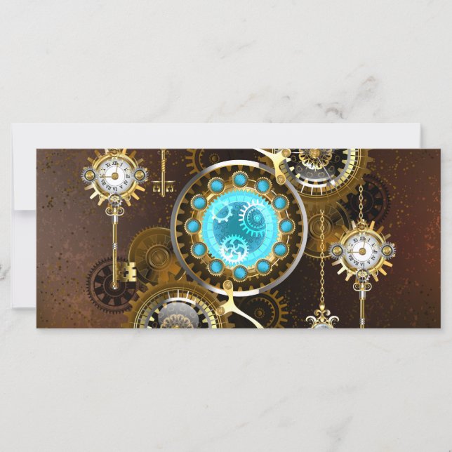 Steampunk Rusty Hintergrund mit türkisfarbenen Lin (Vorderseite)