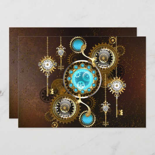 Steampunk Rusty Hintergrund mit türkisfarbenen Lin Ankündigung (Vorne/Hinten)