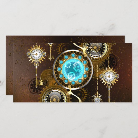 Steampunk Rusty Hintergrund mit türkisfarbenen Lin Ankündigung (Vorne/Hinten)