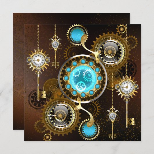 Steampunk Rusty Hintergrund mit türkisfarbenen Lin Ankündigung (Vorne/Hinten)