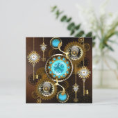 Steampunk Rusty Hintergrund mit türkisfarbenen Lin Ankündigung (Stehend Vorderseite)