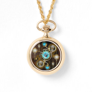 Steampunk Rusty Hintergrund mit türkisfarbenen Lin Armbanduhr