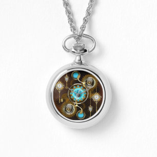 Steampunk Rusty Hintergrund mit türkisfarbenen Lin Armbanduhr