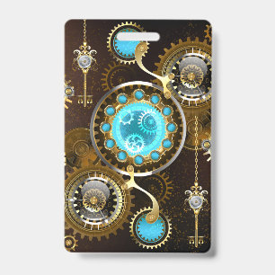 Steampunk Rusty Hintergrund mit türkisfarbenen Lin Ausweis