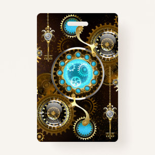 Steampunk Rusty Hintergrund mit türkisfarbenen Lin Ausweis