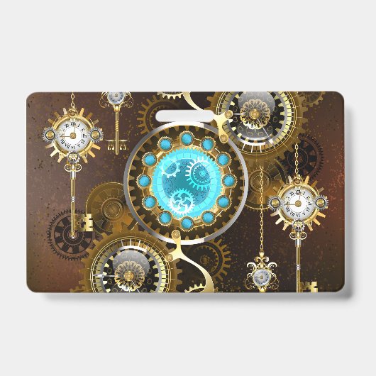 Steampunk Rusty Hintergrund mit türkisfarbenen Lin Ausweis (Vorderseite)