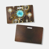 Steampunk Rusty Hintergrund mit türkisfarbenen Lin Ausweis (Vorder- & Rückseite)