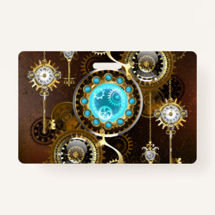 Steampunk Rusty Hintergrund mit türkisfarbenen Lin Ausweis