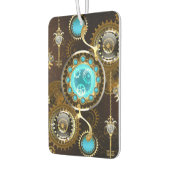 Steampunk Rusty Hintergrund mit türkisfarbenen Lin Autolufterfrischer (Links)