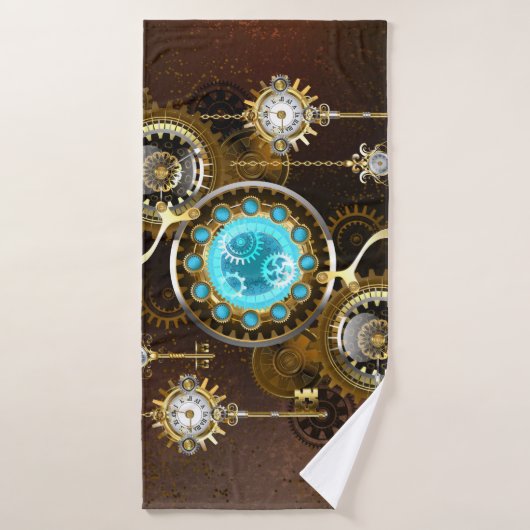 Steampunk Rusty Hintergrund mit türkisfarbenen Lin Badehandtuch (Badehandtuch)