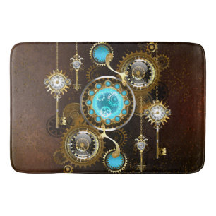 Steampunk Rusty Hintergrund mit türkisfarbenen Lin Badematte