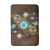 Steampunk Rusty Hintergrund mit türkisfarbenen Lin Badematte (Vorderseite Vertikal)