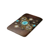 Steampunk Rusty Hintergrund mit türkisfarbenen Lin Badematte (Schrägansicht)